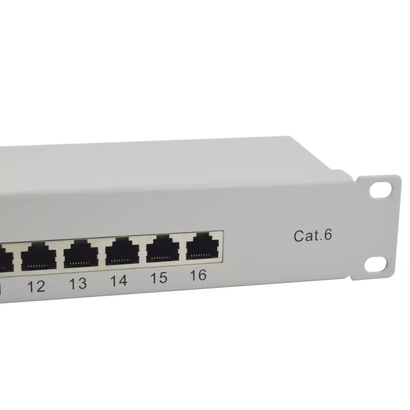 Equip 16-portový tienený patch panel Cat.6, svetlosivý