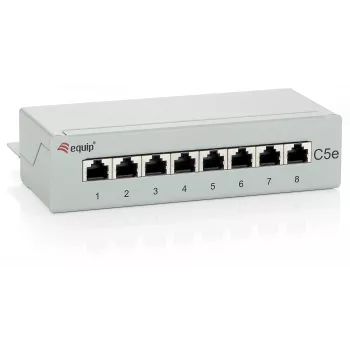 Equip 8-portový stolový patch panel Cat.5e, svetlosivý, RJ-45, zlatý, Cat5e, sivý, ANSI/TIA/EIA 568, -40 - 80 °C