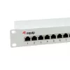 Equip 12-portový tienený patch panel Cat.6, svetlosivý, Gigabit Ethernet, 1000 Mbit/s, RJ-45, Cat6, Cat6e, 1U, sivý