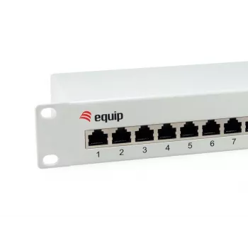 Equip 12-portový tienený patch panel Cat.6, svetlosivý, Gigabit Ethernet, 1000 Mbit/s, RJ-45, Cat6, Cat6e, 1U, sivý