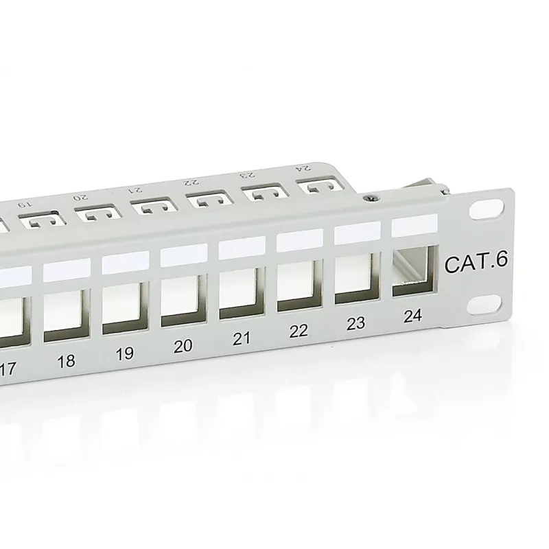 Equip 24-portový keystone tienený patch panel Cat.6, svetlosivý