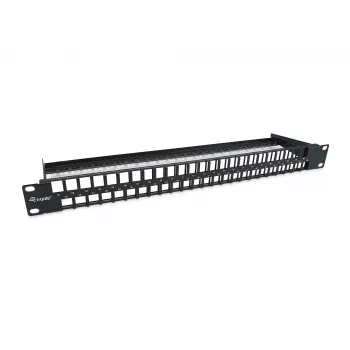 Equip 48-portový keystone netienený patch panel Cat.6, čierny, RJ-45, Cat6, 1U, čierny, oceľ, REACH, RoHS