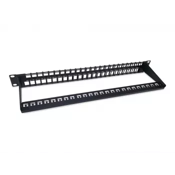 Equip 48-portový keystone netienený patch panel Cat.6, čierny, RJ-45, Cat6, 1U, čierny, oceľ, REACH, RoHS