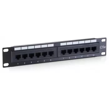 Equip 12-portový netienený patch panel Cat.5e, čierny