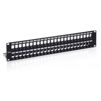 Equip 48-portový keystone tienený patch panel Cat.6, čierny