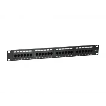 Equip 24-portový netienený patch panel Cat.5e, čierny, Cat5e, racková montáž, 1U, čierny, RoHS, CE