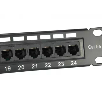 Equip 24-portový netienený patch panel Cat.5e, čierny, Cat5e, racková montáž, 1U, čierny, RoHS, CE