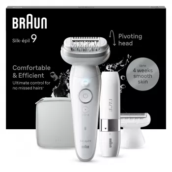 Epilátor BRAUN Silk-épil 9 SES9-341 — 40 pinzet, Wet & Dry, 50 min. batéria, 2 rýchlosti, biela