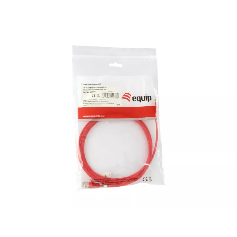Equip Cat.6A F/FTP tenký patch kábel RJ-45 2 m červený