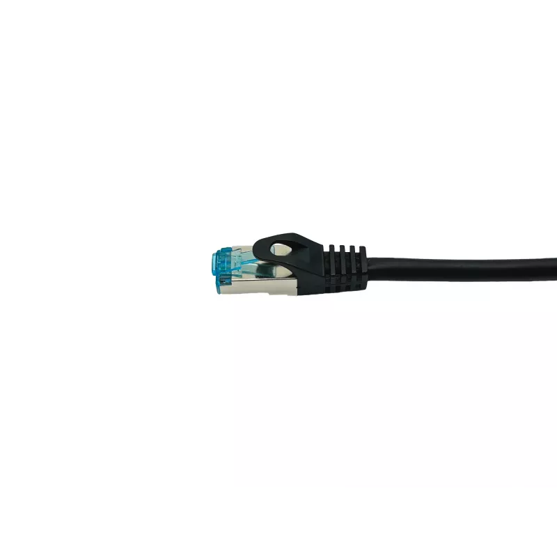 Equip Cat.6A S/FTP patch kábel, zahnutý na rovný konektor, 0,5 m, čierny