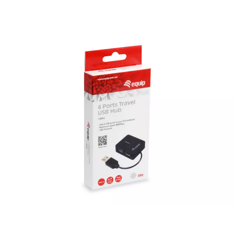 Equip 128952 rozbočovač USB 2.0 480 Mbit/s čierny