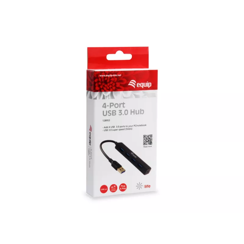 Equip 128953 rozbočovač USB 3.2 Gen 1 (3.1 Gen 1) Type-A 5000 Mbit/s čierny