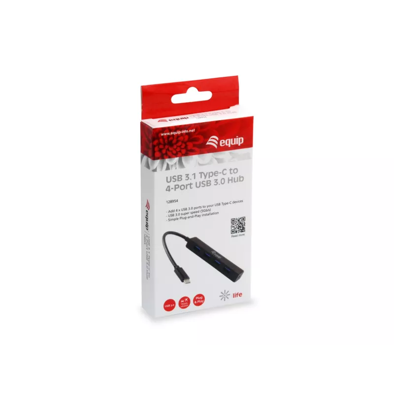 Equip 128954 rozbočovač USB 3.2 Gen 1 (3.1 Gen 1) Type-C 5000 Mbit/s čierny