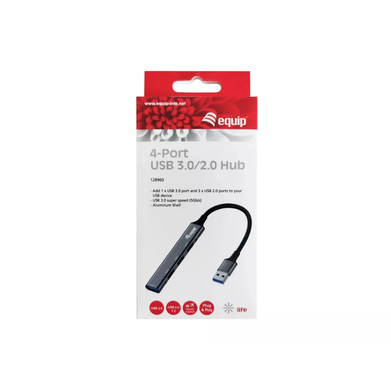 USB hub Equip 4-portový USB 3.0/2.0 hub