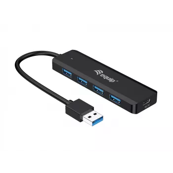 4-portový USB 3.2 Gen 1 hub Equip s USB-C adaptérom čierny 5000 Mbit/s