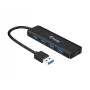 4-portový USB 3.2 Gen 1 hub Equip s USB-C adaptérom čierny 5000 Mbit/s