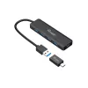 4-portový USB 3.2 Gen 1 hub Equip s USB-C adaptérom čierny 5000 Mbit/s
