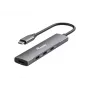 Equip 128963 rozbočovač USB-C so 4 portmi USB 3.2 Gen 1 (3.1 Gen 1), 4x USB-C, 5 Gbit/s, hliník, bez napájacieho adaptéra, čierno-strieborný