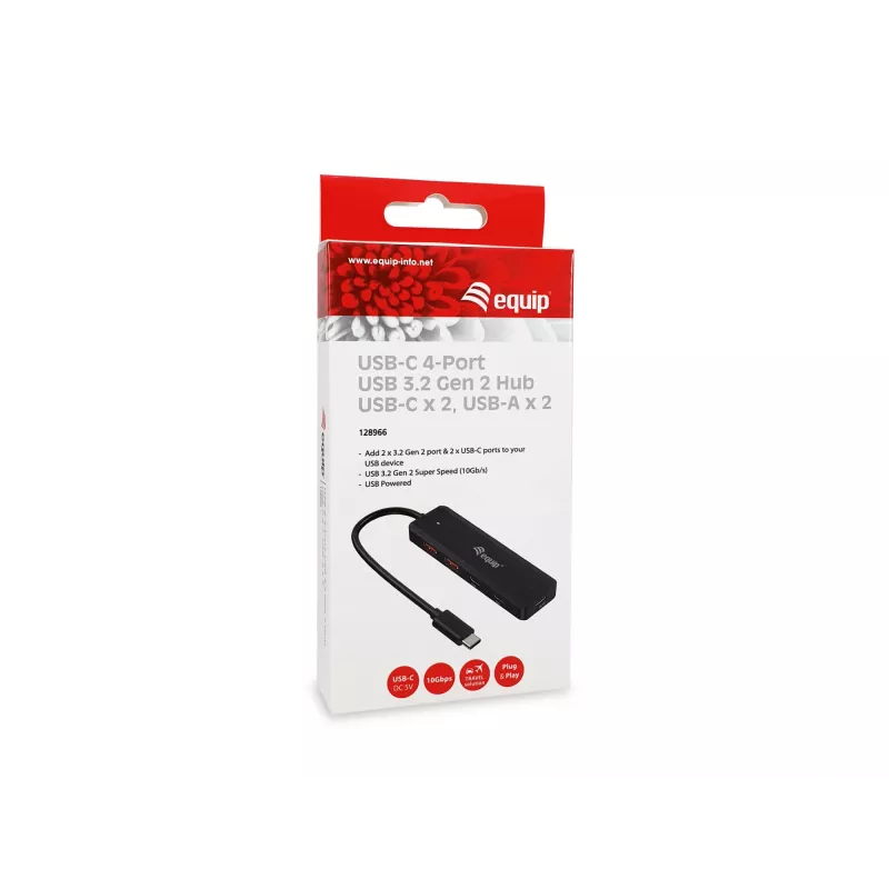 Equip USB-C 4-portový USB 3.2 Gen 2 (10 Gbit/s) hub, USB-C x 2, USB-A x 2