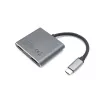 Equip USB-C 4-in-1 Dual-HDMI adaptér, USB 3.2 Gen 1 (3.1 Gen 1) Type-C, strieborný, 4K Ultra HD, 30 Hz, HDMI, hliník
