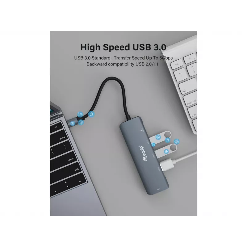 Equip USB-C 5-in-1 multifunkčný adaptér, HDMI, USB 3.2 GEN1, 100W USB PD