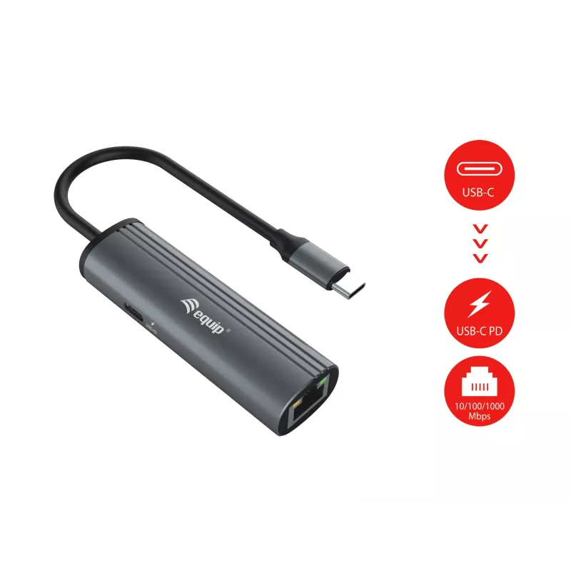 Equip USB-C na RJ45 gigabitová sieť + PD adaptér USB Type-C 100W