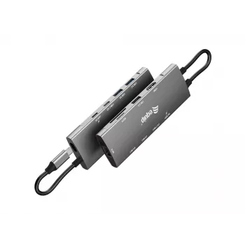 Equip USB-C 9-in-1 multifunkčný adaptér, HDMI 4K/60Hz, Gigabit-LAN, USB 3.2 GEN1, SD/TF, 100W USB PD