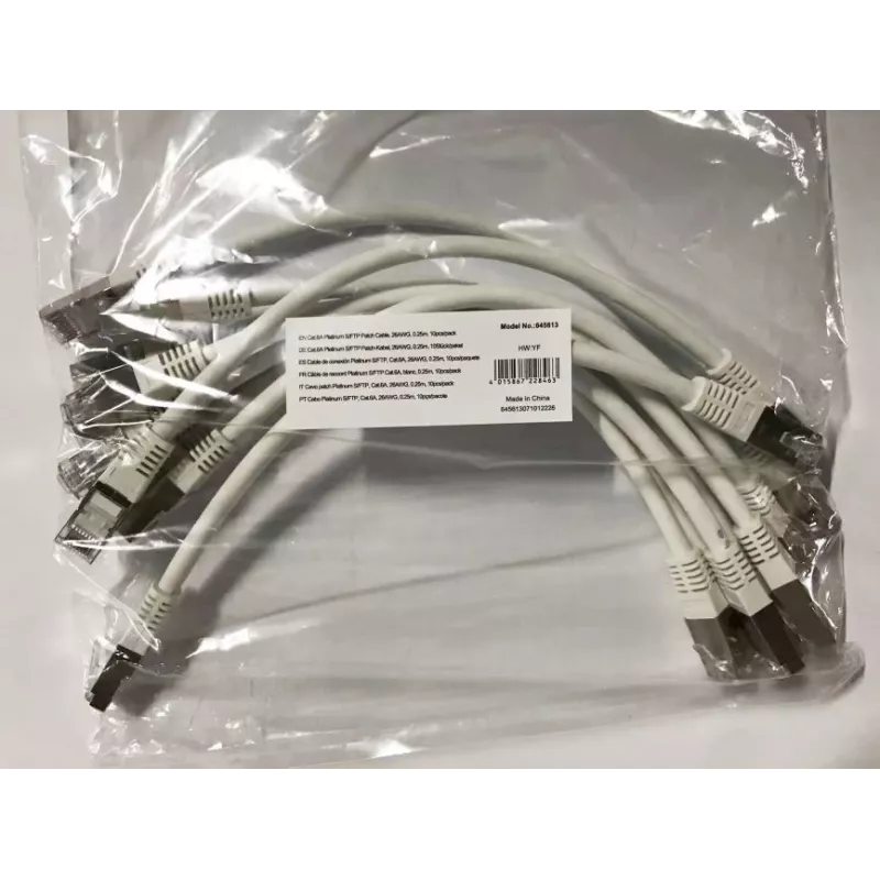 Equip Cat.6A Platinum S/FTP patch kábel, biely, 0,25 m, 10 ks/balenie