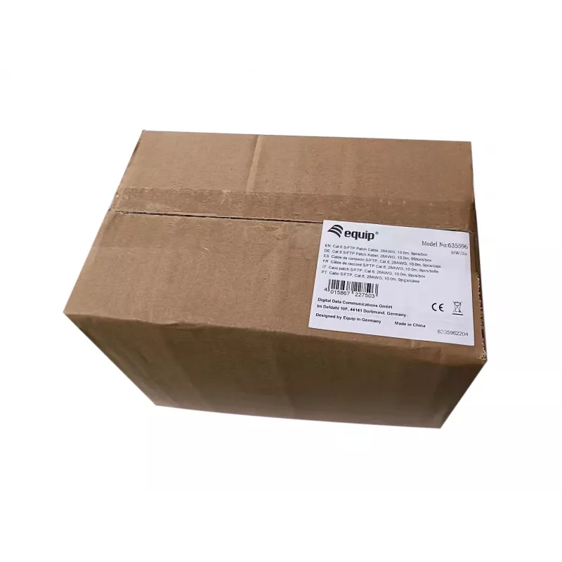 Equip Cat.6 S/FTP patch kábel, 10,0 m, čierny, balenie 9 ks, 10 m, Cat6, S/FTP (S-STP), RJ-45, RJ-45, čierny