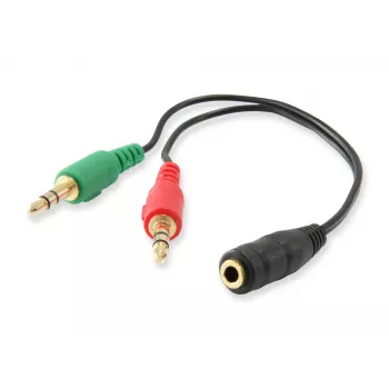 Equip audio rozbočovací kábel, čierna, 3,5 mm, 2 x 3,5 mm, konektor samica, konektor samec, polyvinylchlorid (PVC)