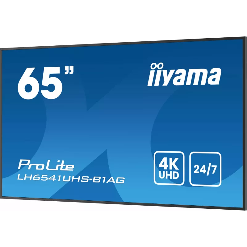 iiyama LH6541UHS-B1AG signage displej 163,8 cm (64,5 inch) LCD 500 cd/m² 4K Ultra HD čierna 24/7