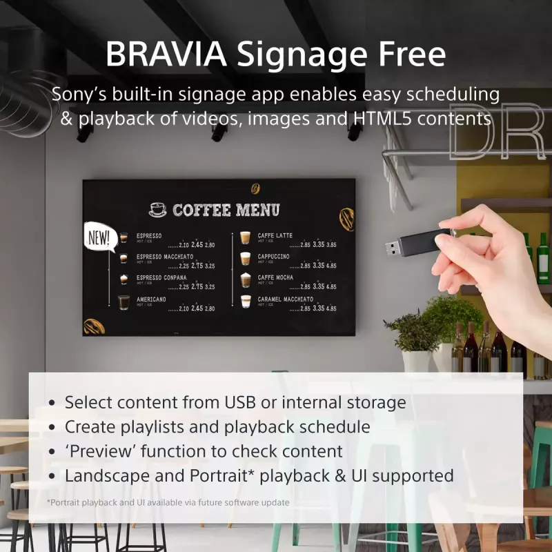 Sony FW-50EZ20L signage displej digitálny signage plochý panel 127 cm (50 inch) LED Wi-Fi 350 cd/m² 4K Ultra HD čierna Android 16/7