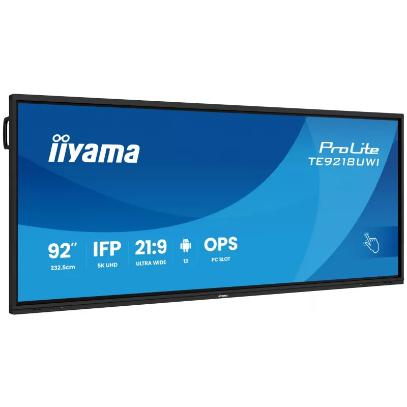 iiyama TE9218UWI-B1AG signage displej kiosk dizajn 2,32 m (91,5 inch) LED Wi-Fi 500 cd/m² 5K Ultra HD čierna dotyková obrazovka integrovaný procesor Android 16/7