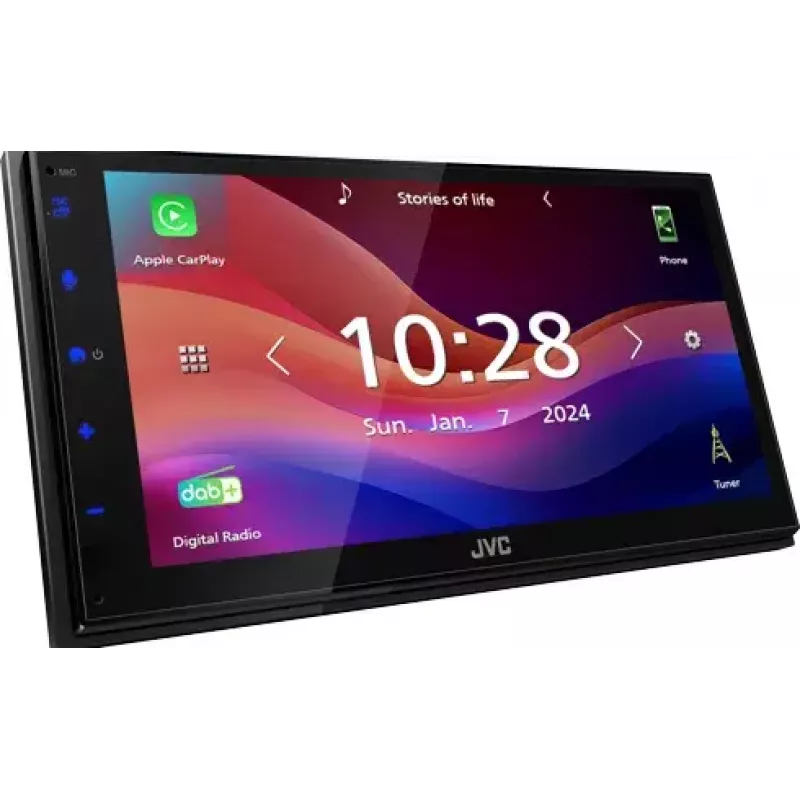JVC KW-M595DBT multimediálny autorádio prijímač 2 DIN, 6,8-palcový dotykový displej, DAB+, Apple CarPlay, Android Auto, Wi-Fi, 22 W, čierny