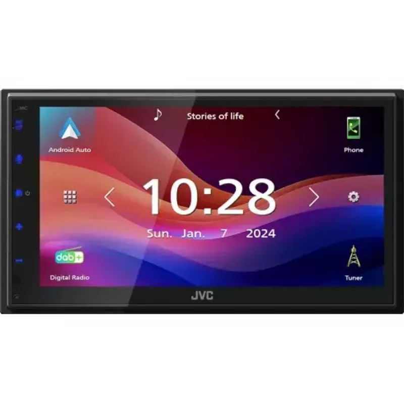 JVC KW-M595DBT multimediálny autorádio prijímač 2 DIN, 6,8-palcový dotykový displej, DAB+, Apple CarPlay, Android Auto, Wi-Fi, 22 W, čierny
