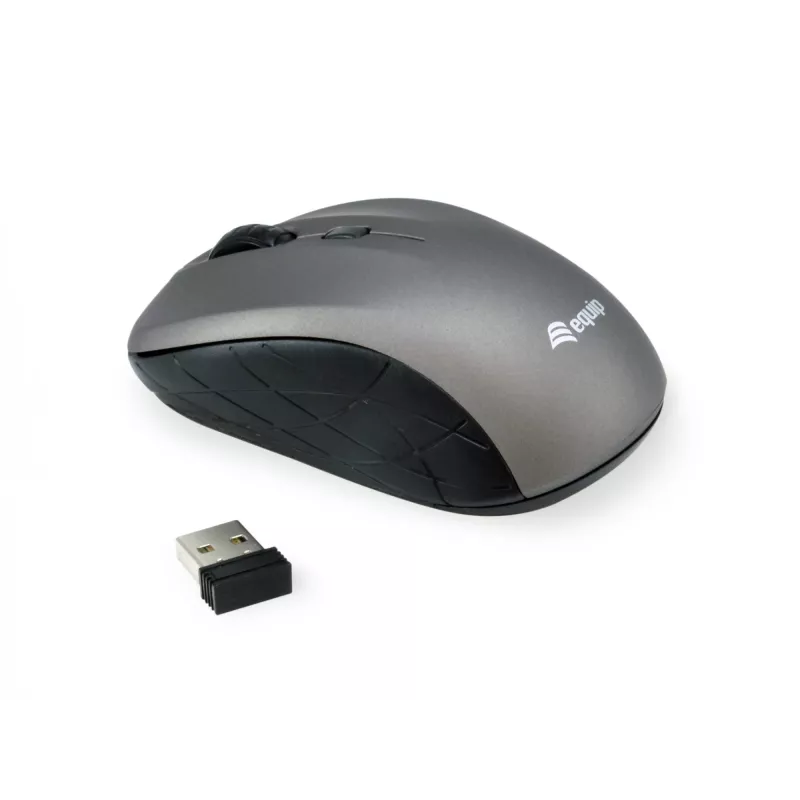 Equip mini optická bezdrôtová myš, obojručná, optická, RF bezdrôtová, 1600 DPI, sivá