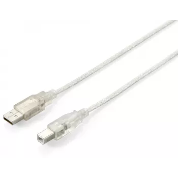 USB 2.0 Type A na Type B kábel Equip 128650 1,8 m transparentná strieborná