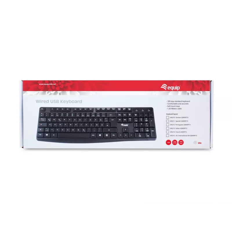 Equip 245213 klávesnica kancelária USB QWERTY talianska čierna