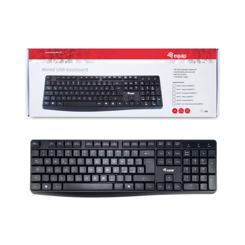 Equip 245213 klávesnica kancelária USB QWERTY talianska čierna