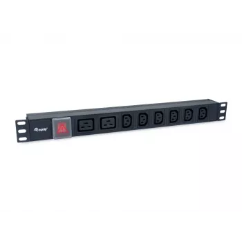 Equip 8-násobný zásuvkový blok, 6 x IEC-C13 + 2 x IEC-C19, vypínač, hliníkové puzdro