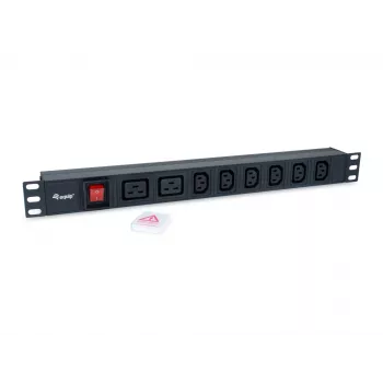 Equip 8-násobný zásuvkový blok, 6 x IEC-C13 + 2 x IEC-C19, vypínač, hliníkové puzdro