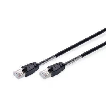 DIGITUS outdoorový patch kábel – CAT6 – S/FTP – s priechodkou – Cu – 1 m – čierny plášť