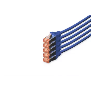 DIGITUS patch kábel - CAT6 - S/FTP - Snagless - Cu - 10 m - modrý - balenie 5 ks