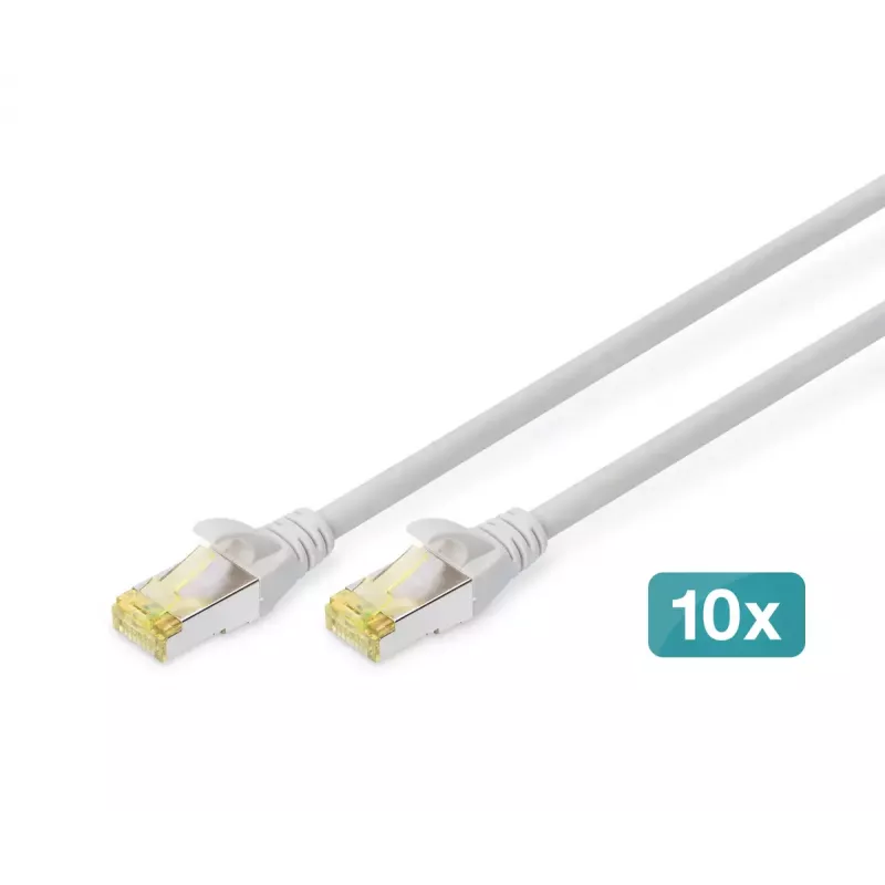 DIGITUS CAT6A S/FTP patch kábel, 1 m, sivý, balenie 10 ks