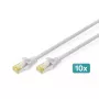 DIGITUS prepojovací kábel CAT6A S/FTP, 2 m, sivý, balenie 10 ks