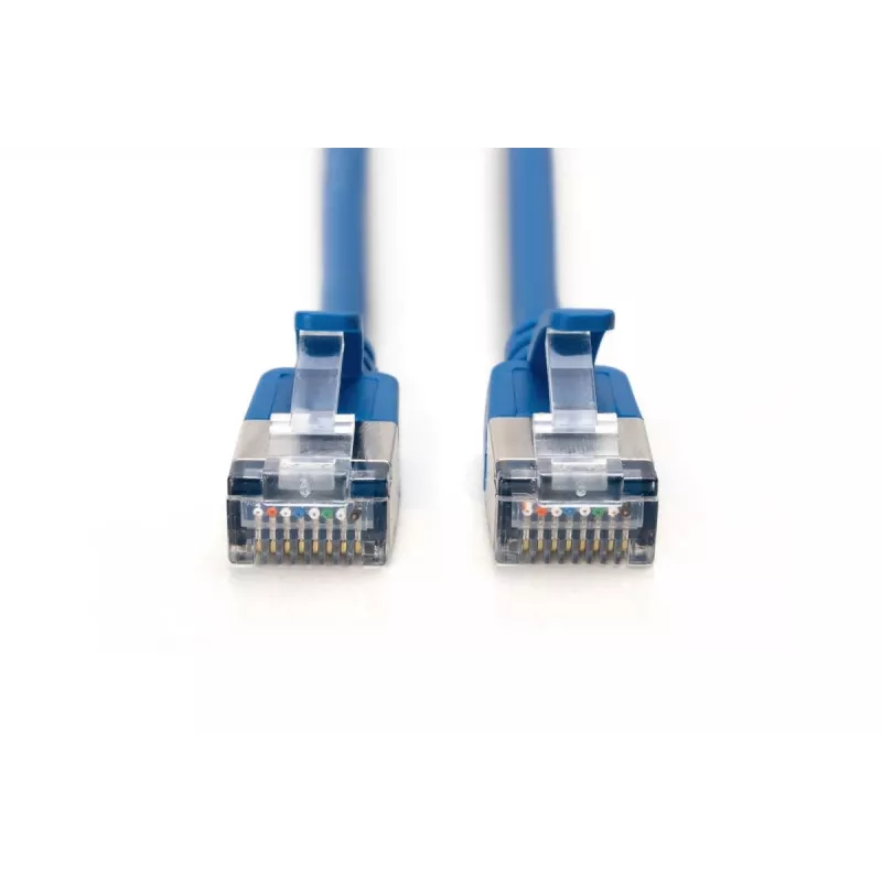 DIGITUS tenký patch kábel – CAT6A – F-FTP – 30 cm – modrý
