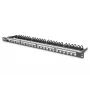 DIGITUS modulárny patch panel, tienený 24-port, pole na označenie, 0,5HE, montáž do racku, farba čierny RAL 9005