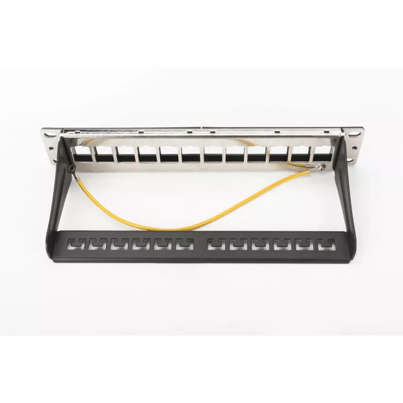 DIGITUS DN-91420 modulárny patch panel, 12 portov, tienený, prázdny, 1U, 10" (254 mm), čierny RAL 9005