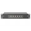 DIGITUS patch panel CAT6A tienený, 8-port 1U, 10-palcová montáž do racku, čierny RAL 9005