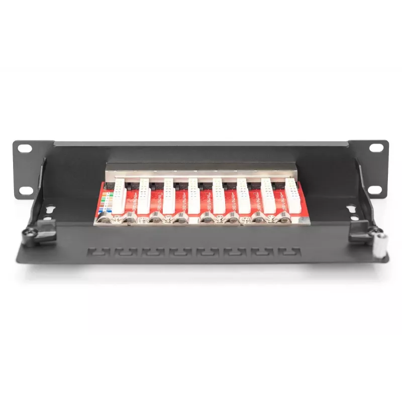 DIGITUS patch panel CAT6A tienený, 8-port 1U, 10-palcová montáž do racku, čierny RAL 9005